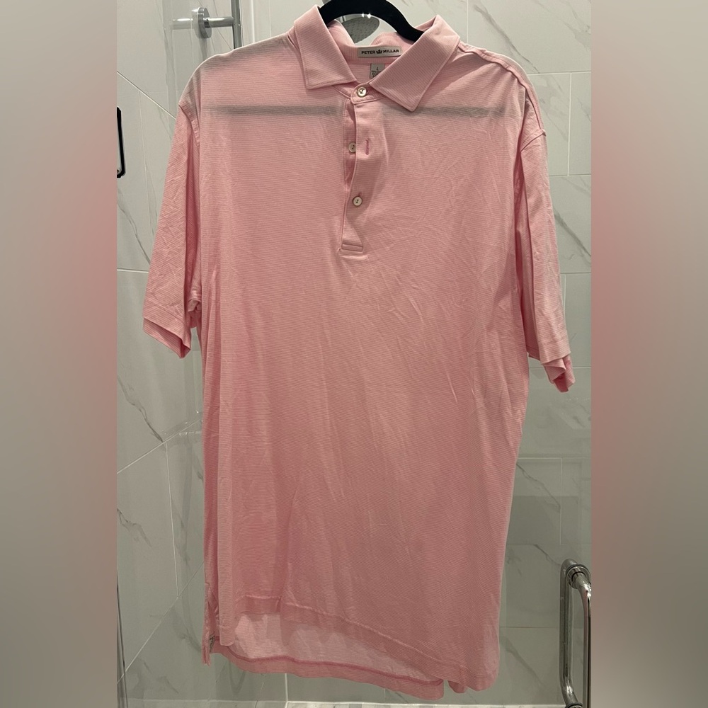 Men's Peter Millar Striped Pink Polo Shirt